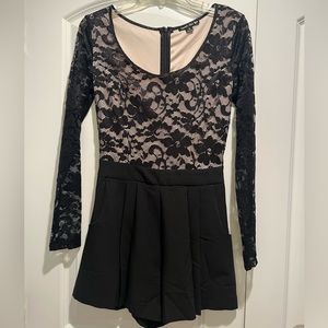 Nude and Black Lace Romper